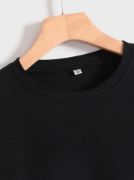 Baskılı Oversize Bisiklet Yaka T-shirt - Siyah resmi